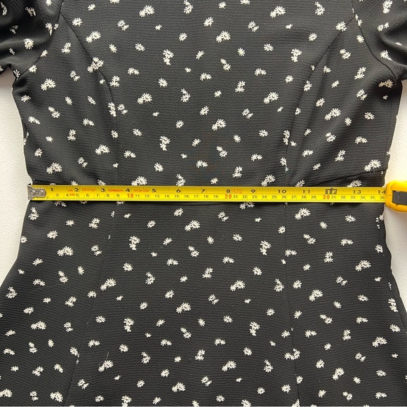 Ann Taylor Petite Dress 00P Black White Floral Fit & Flare Short Sleeve Mini - Picture 6 of 9